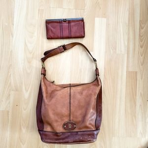 Fossil Leather Vintage Reissue Bucket Bag & Wallet